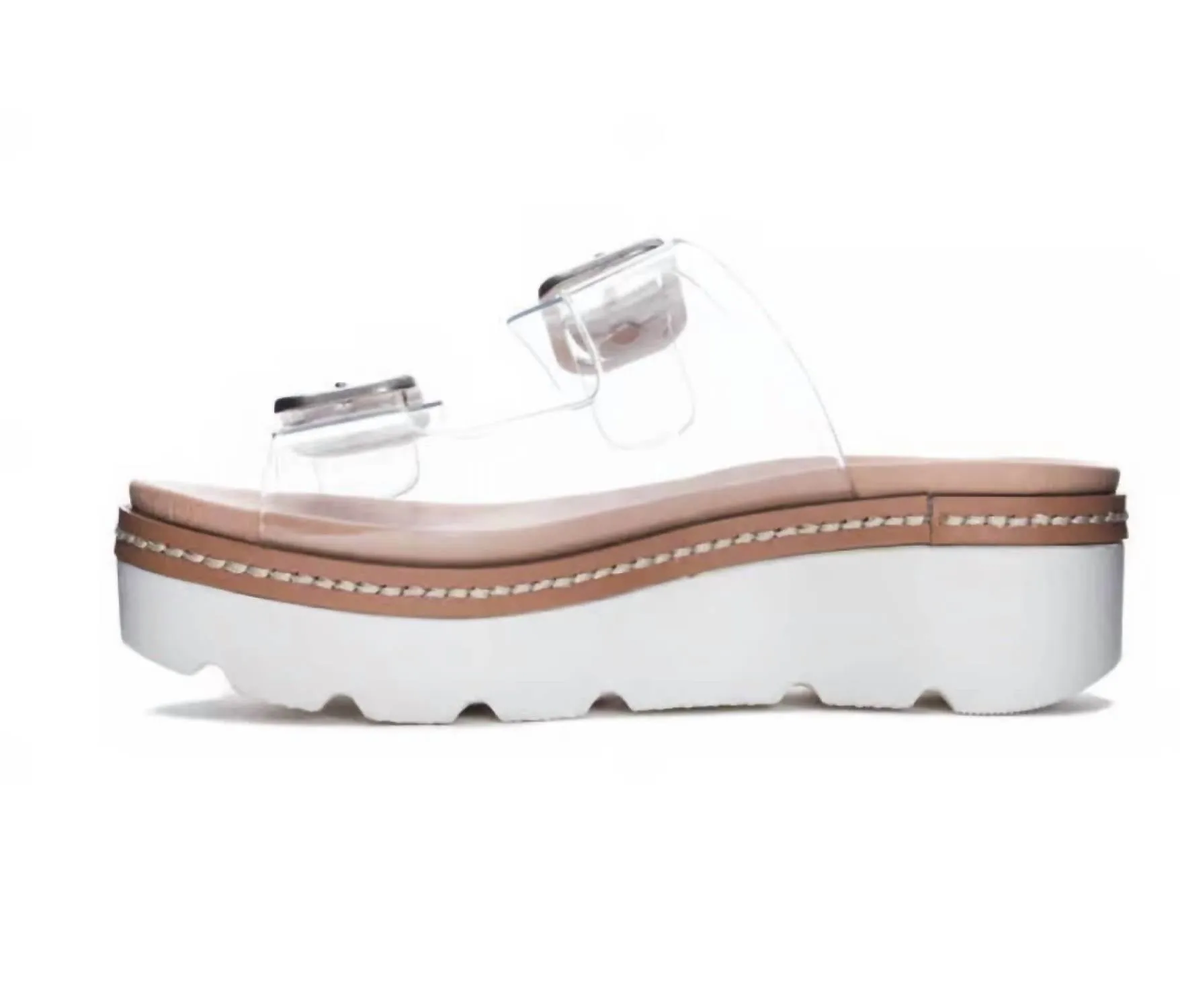 Women's Buckled Platform Wedge Sandal In Clear