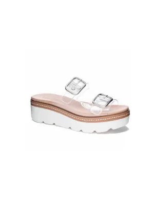 Women's Buckled Platform Wedge Sandal In Clear