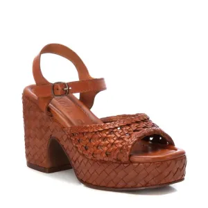 Women's Carmela Leather Heel Sandals In Camel
