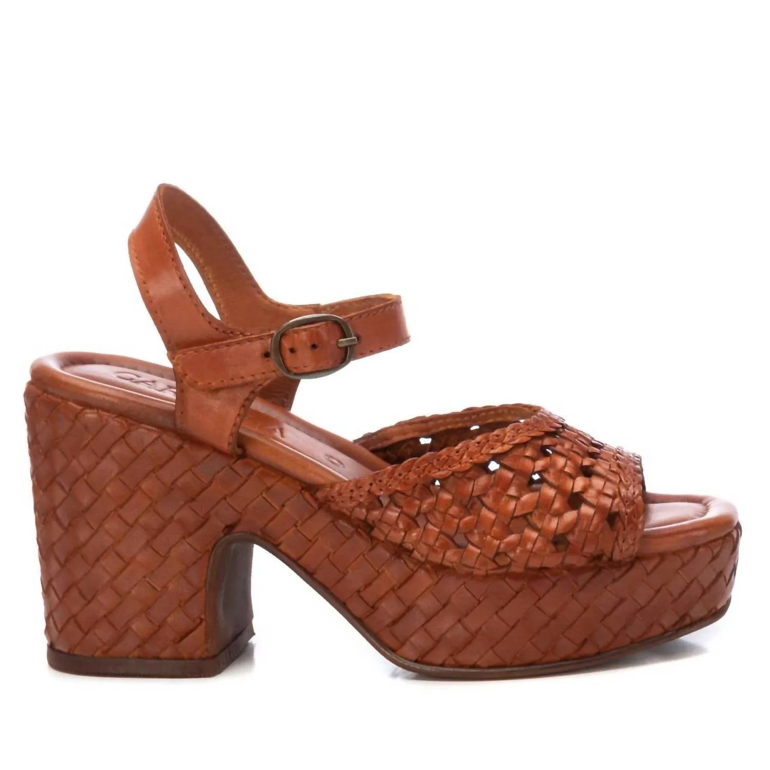Women's Carmela Leather Heel Sandals In Camel