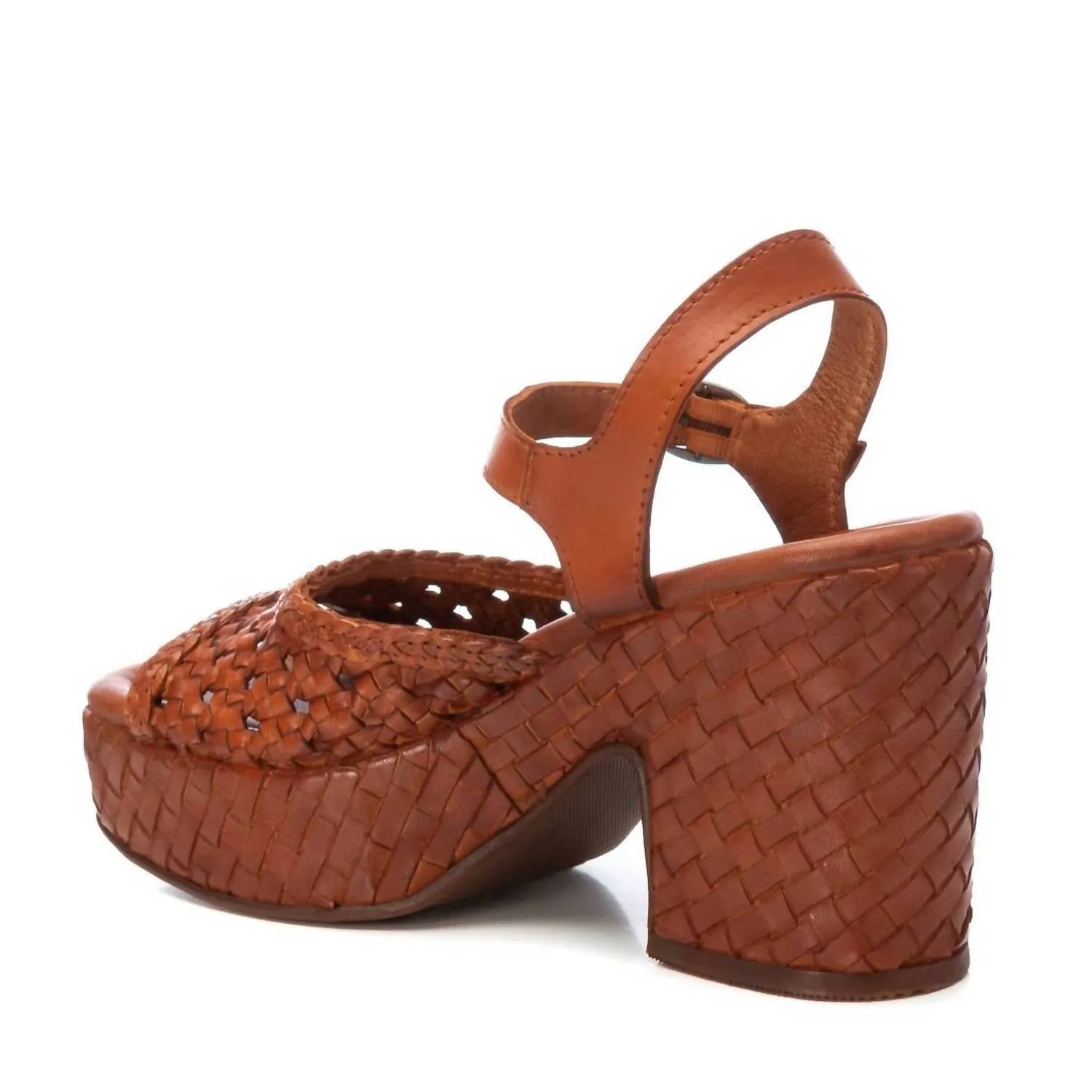 Women's Carmela Leather Heel Sandals In Camel