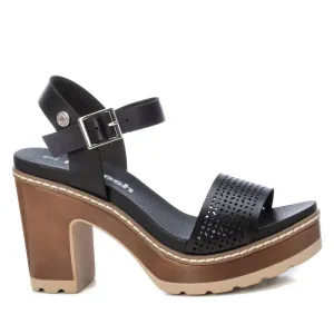 Women's Casual Heeled Platform Sandals In Black