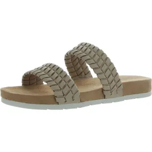 Womens Comfort Insole Faux Leather Slide Sandals