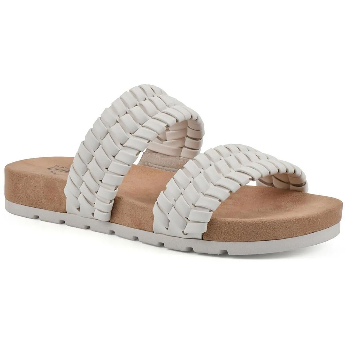 Womens Comfort Insole Faux Leather Slide Sandals