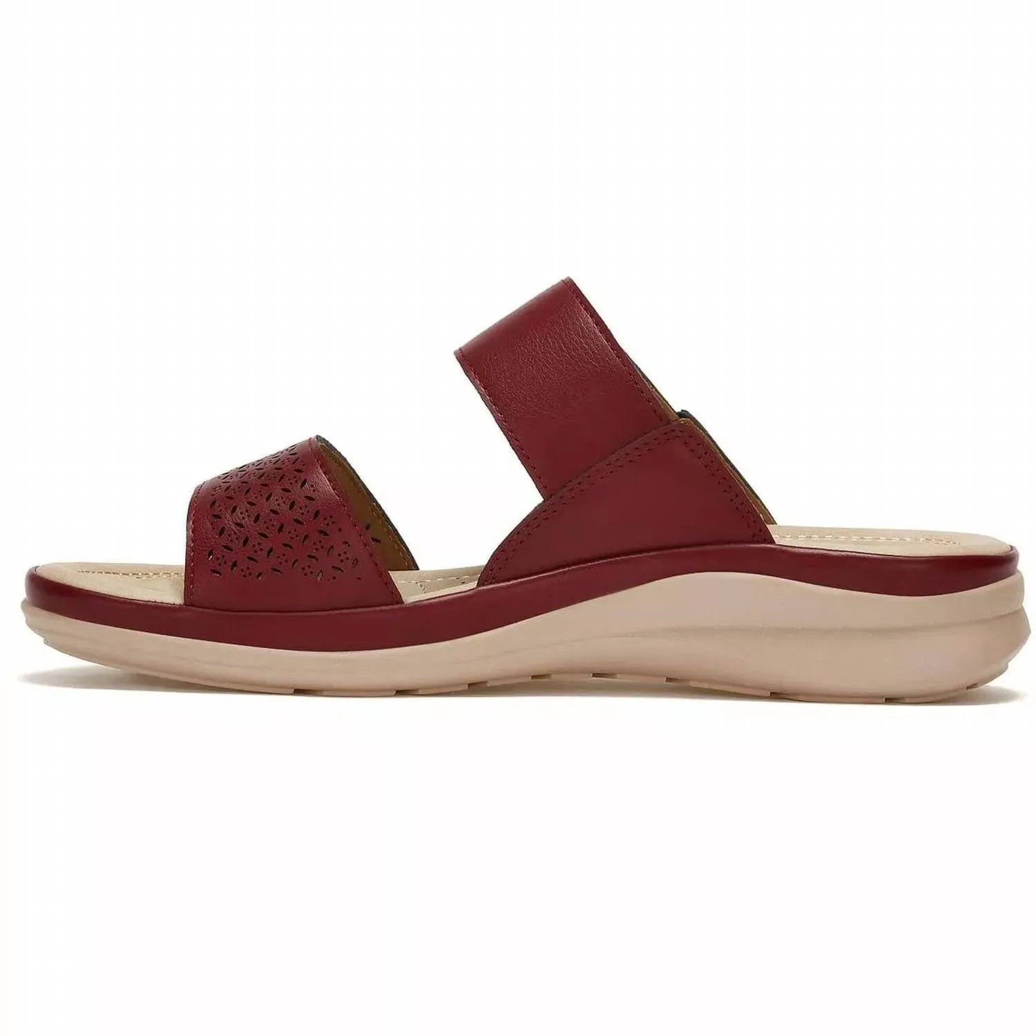 Women's Comfort Padded Footbed Sandals In Burgundy