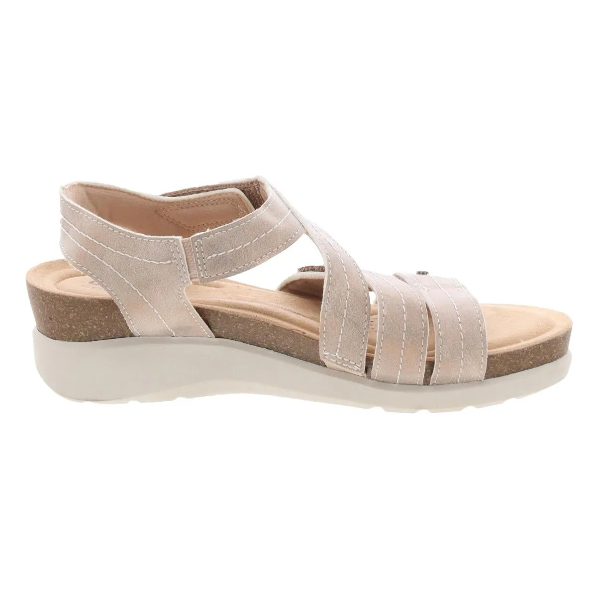 Womens Cushioned Footbed Faux Leather Strappy Sandals