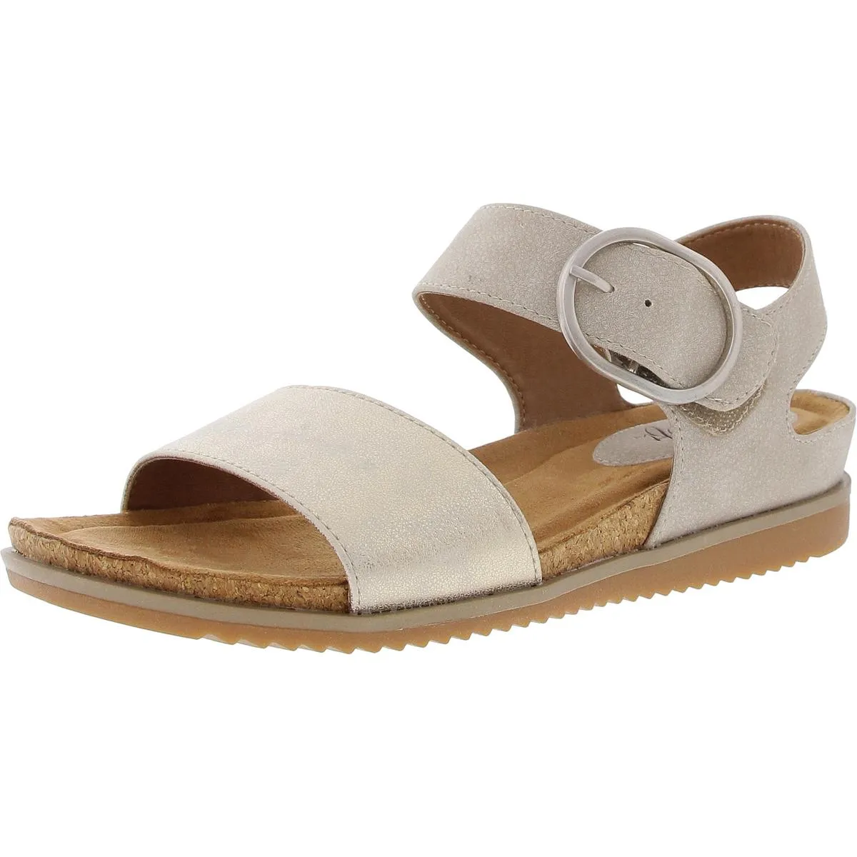 Womens Cushioned Footbed Faux Leather Wedge Sandals
