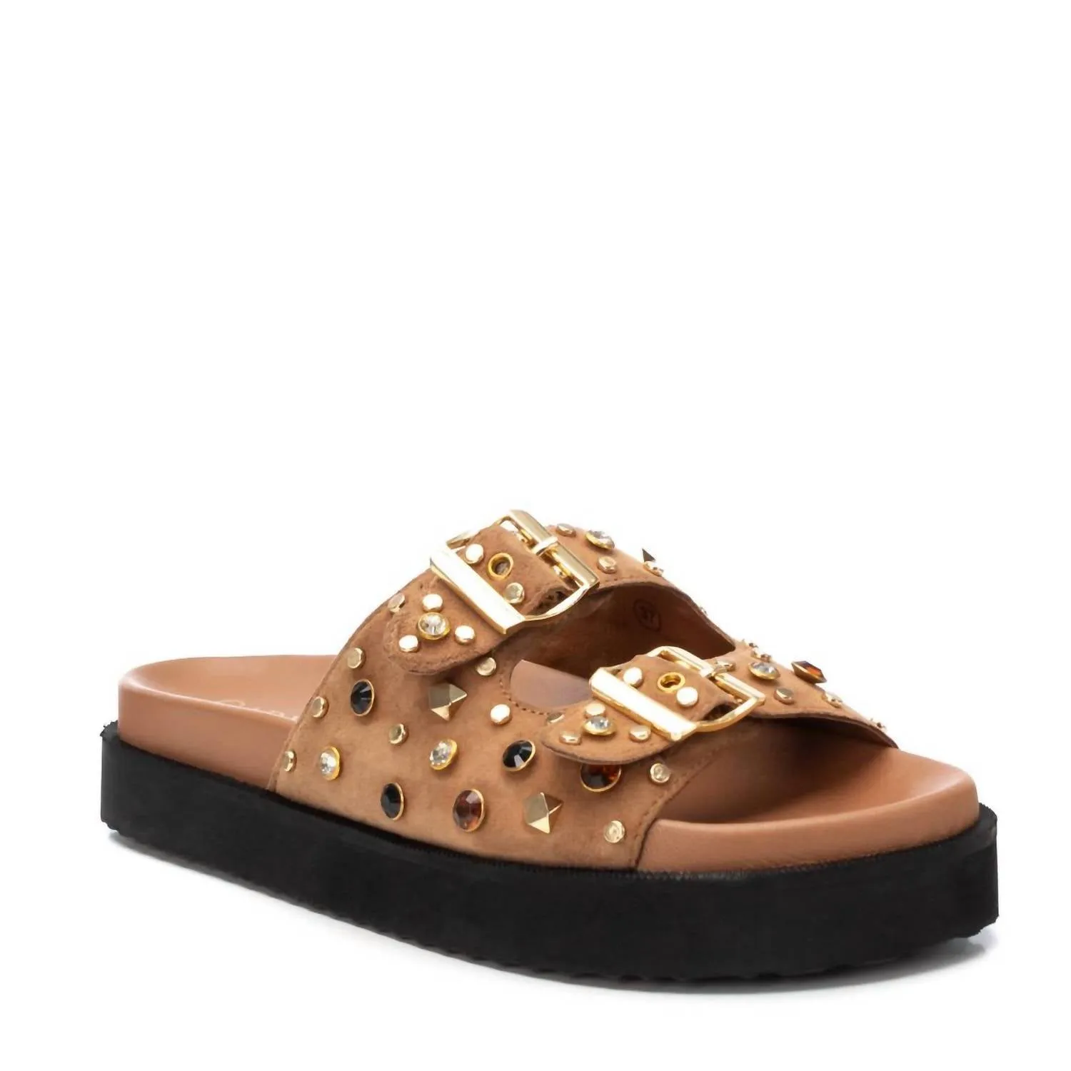 Women's Double Buckle Sandals In Camel
