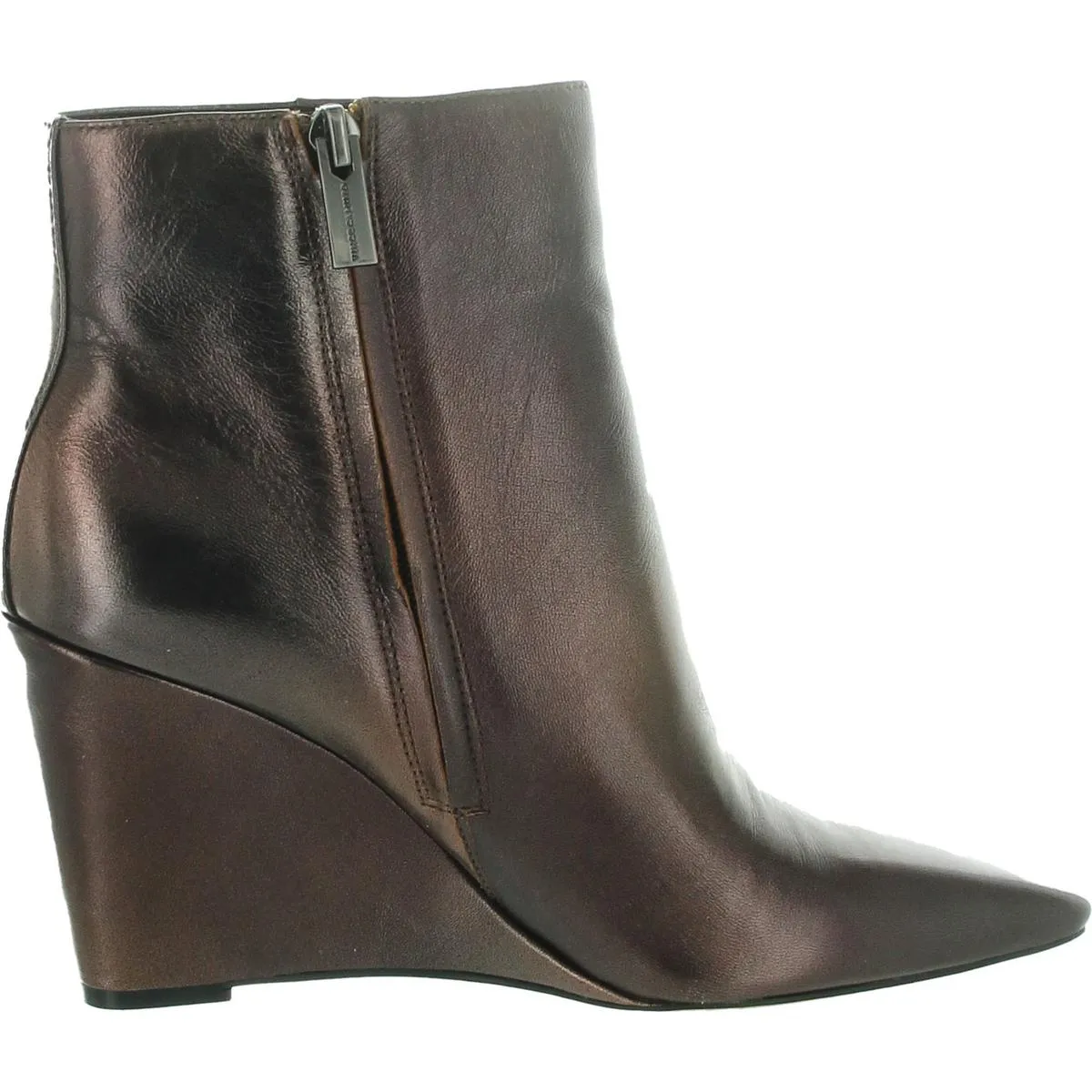Womens Double Zipper Leather Ankle Boots