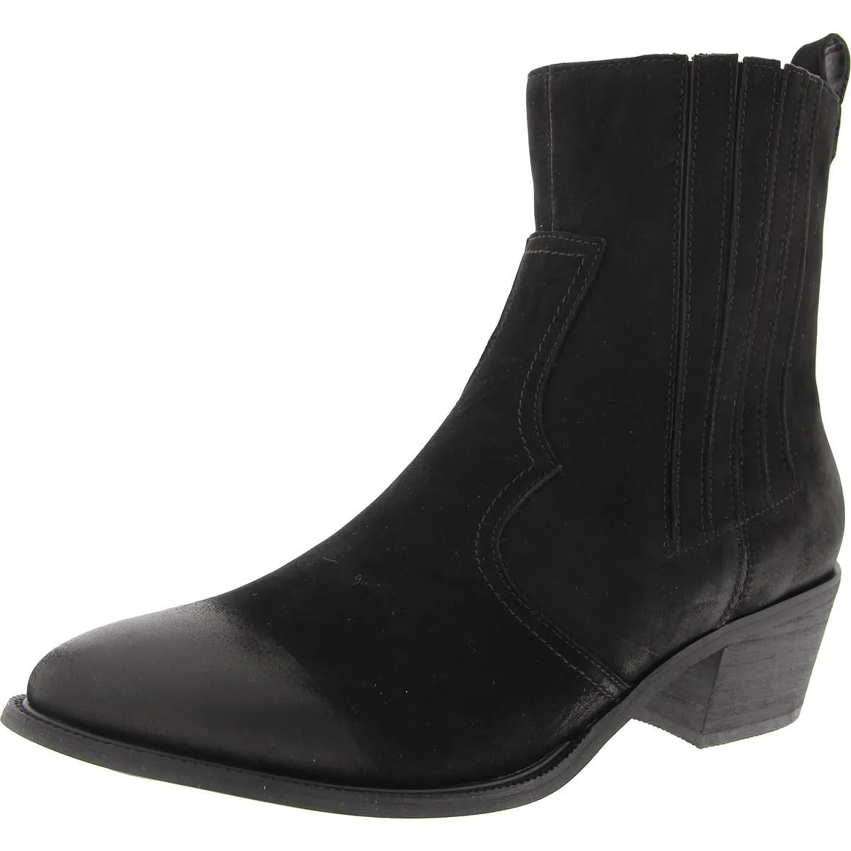 Womens Double Zipper Leather Booties