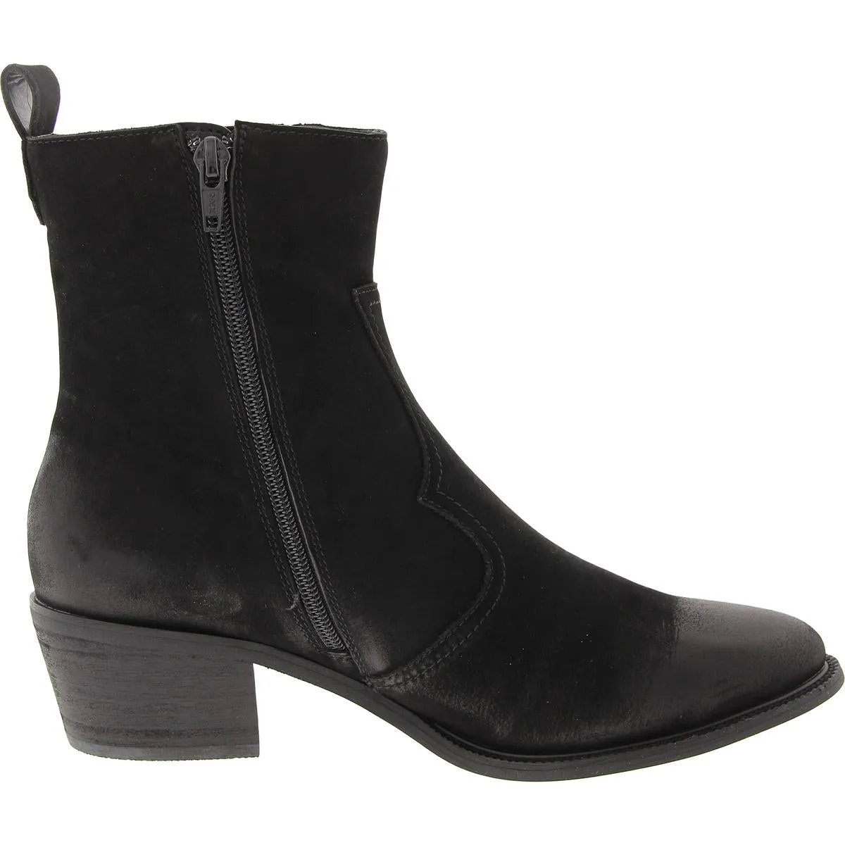 Womens Double Zipper Leather Booties