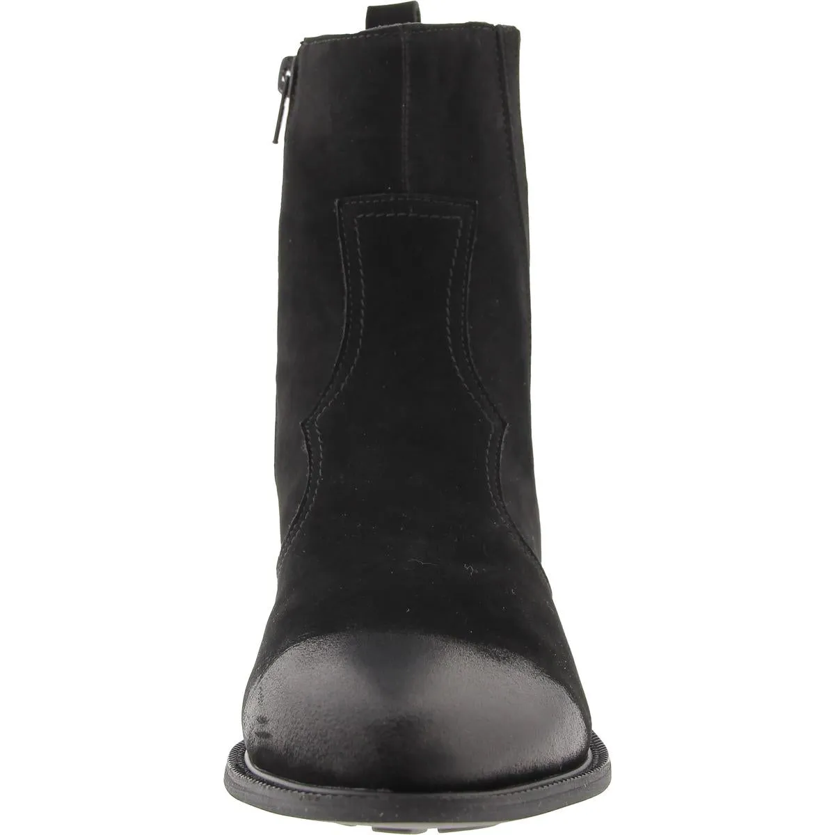 Womens Double Zipper Leather Booties