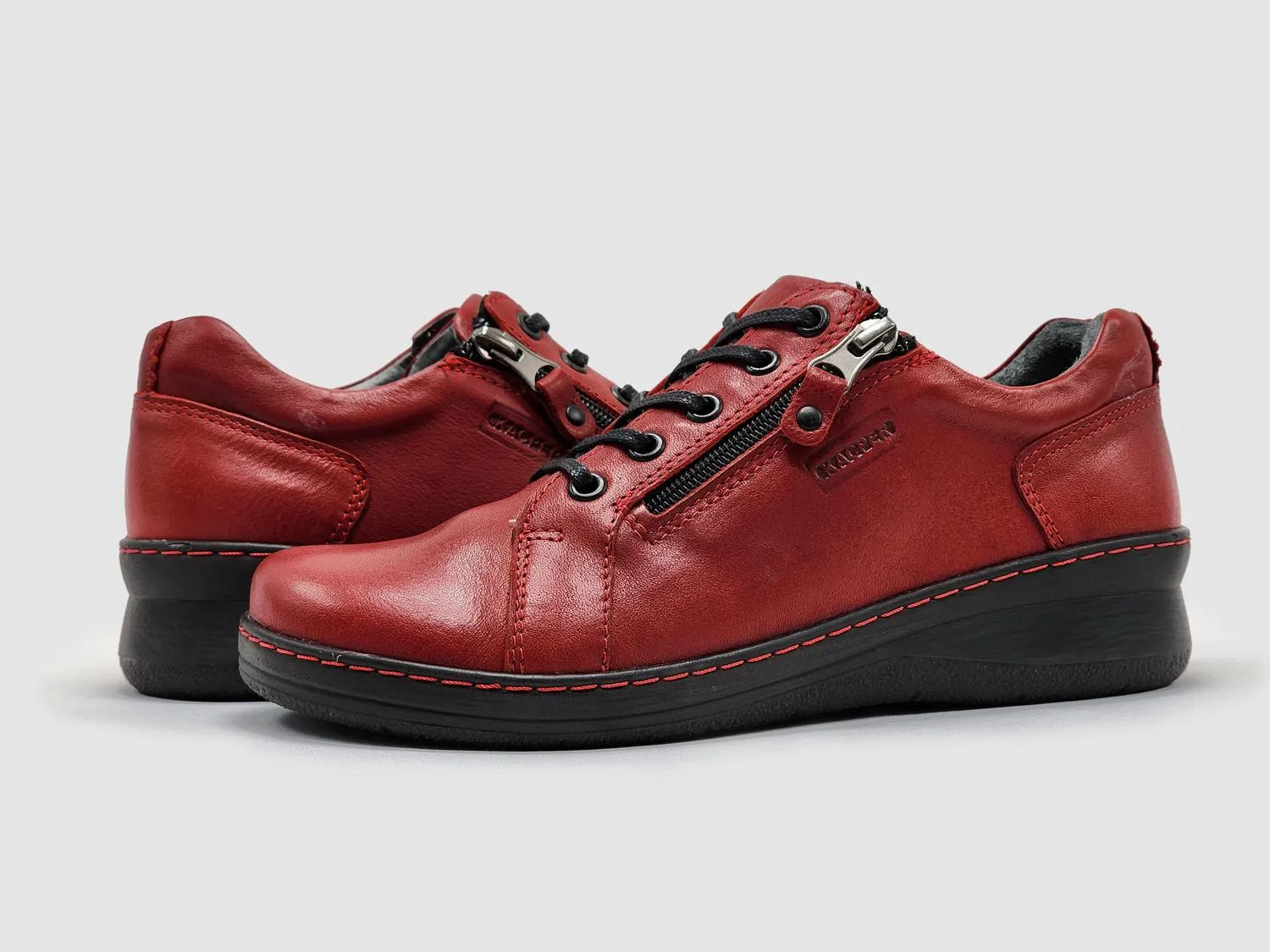 Women's Dr Wellness Zip-Up Leather Shoes In Red