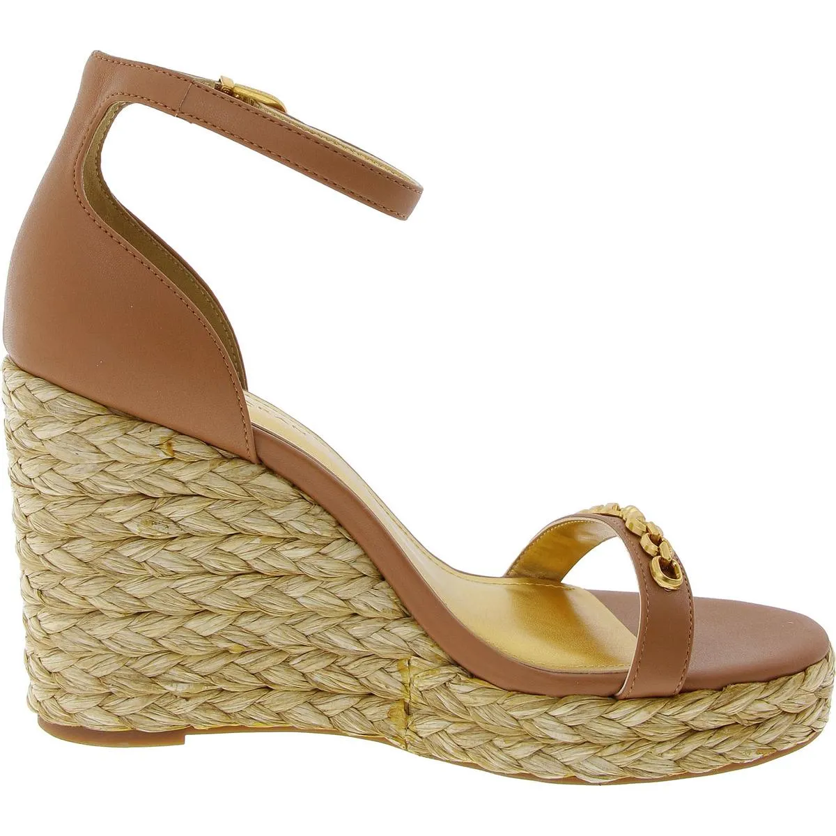 Womens Embellished Faux Leather Wedge Sandals