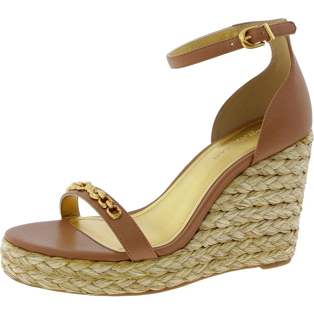 Womens Embellished Faux Leather Wedge Sandals