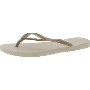 Womens Embossed Manmade Thong Sandals