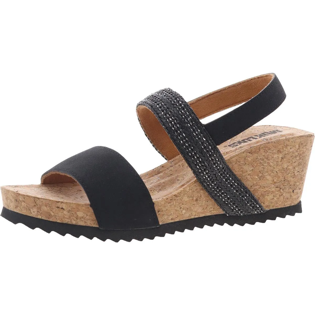 Womens Embroidered Manmade Wedge Sandals