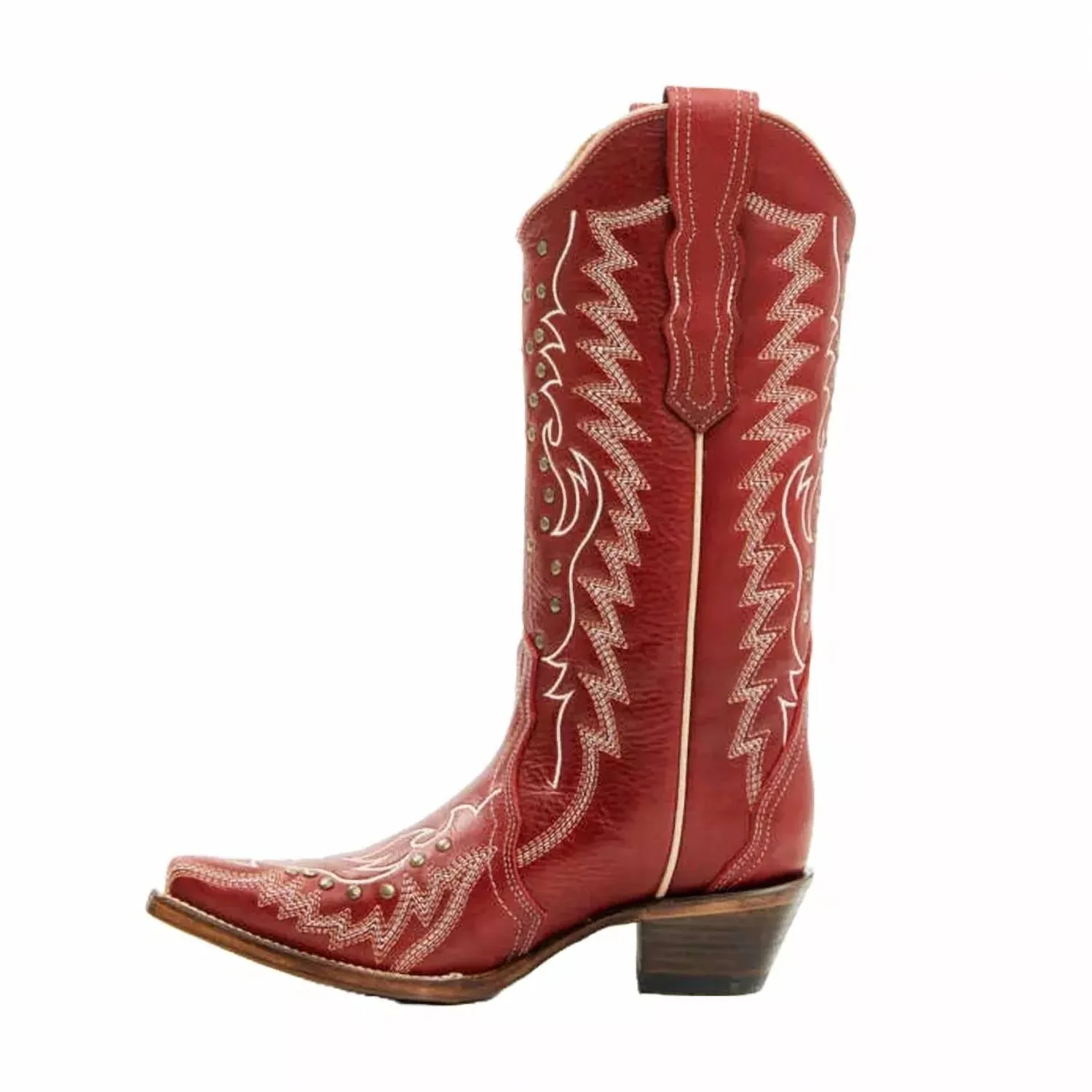 Women's Embroidery & Studs Western Boots In Red
