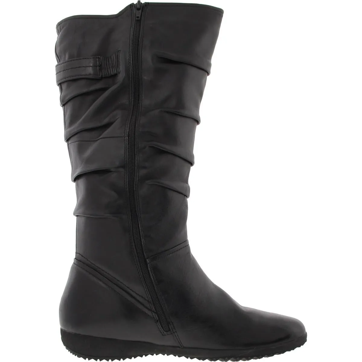 Womens Faux Fur Lined Leather Mid-Calf Boots
