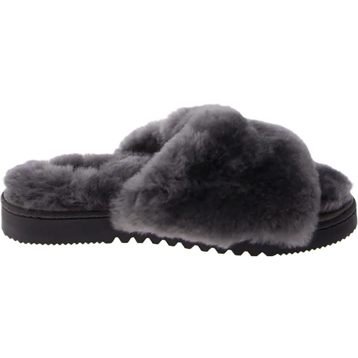 Womens Faux Fur Slip-On Slide Sandals