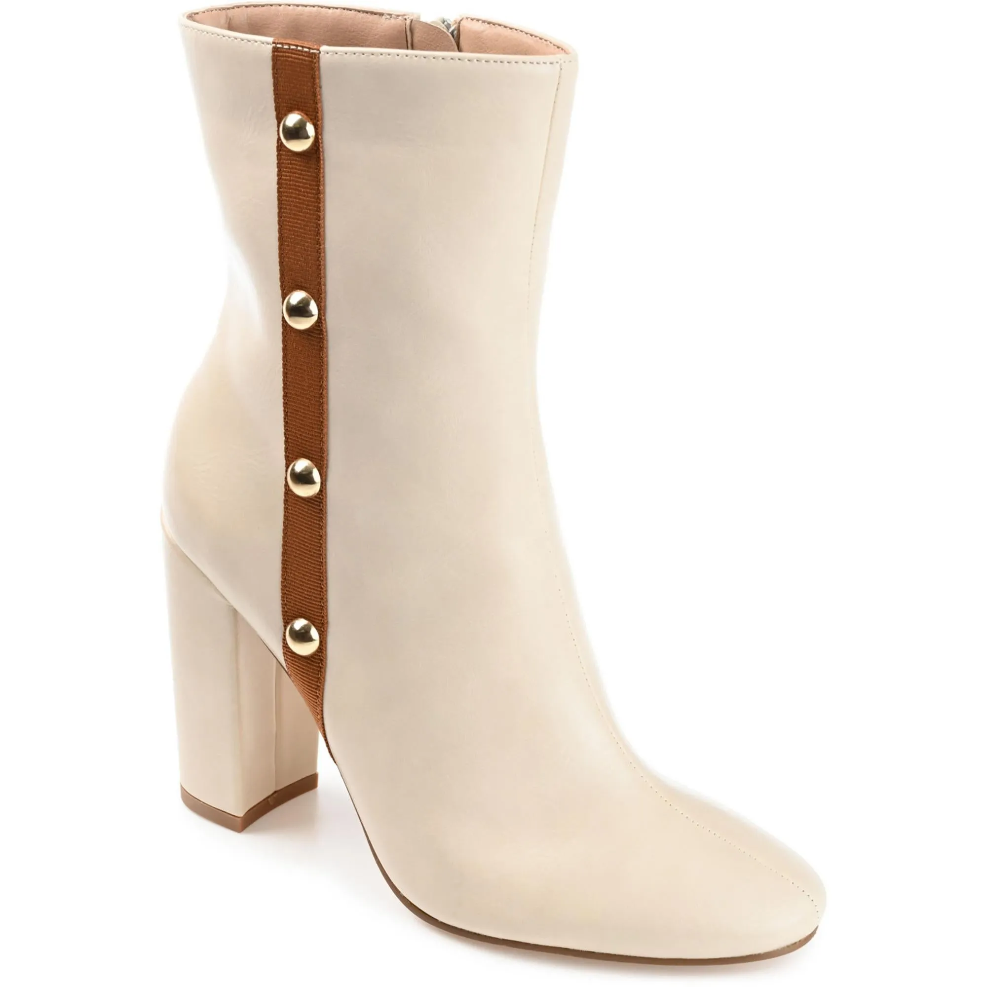 Womens Faux Leather Block Heel Ankle Boots