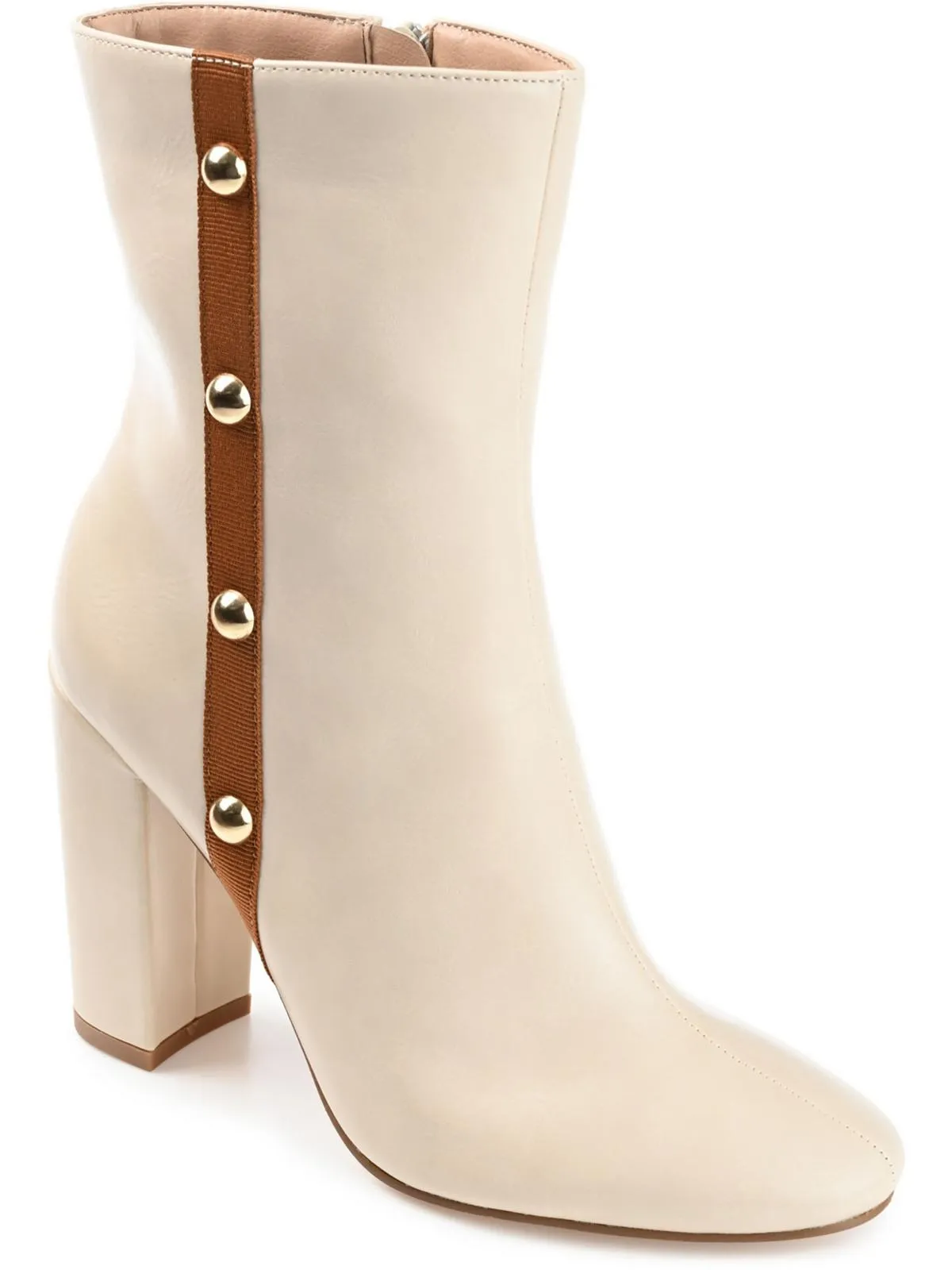 Womens Faux Leather Block Heel Ankle Boots