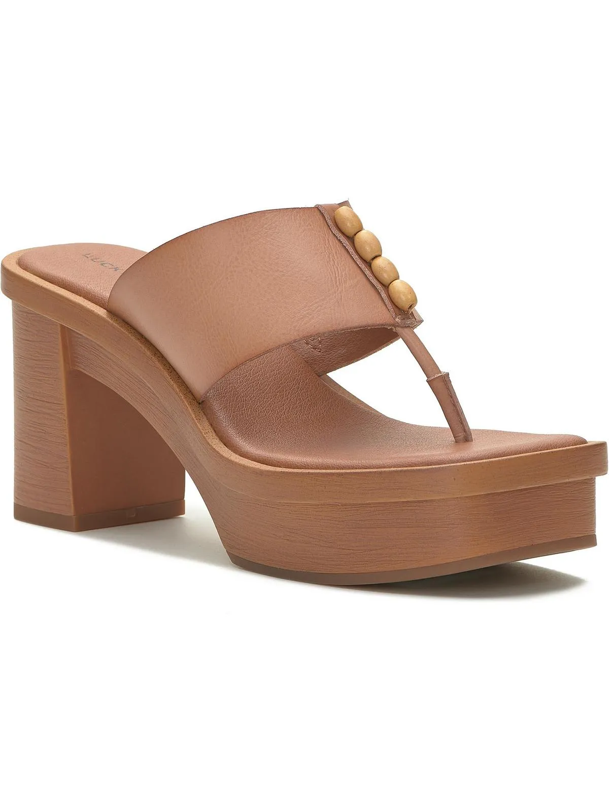 Womens Faux Leather Clog Platform Sandals