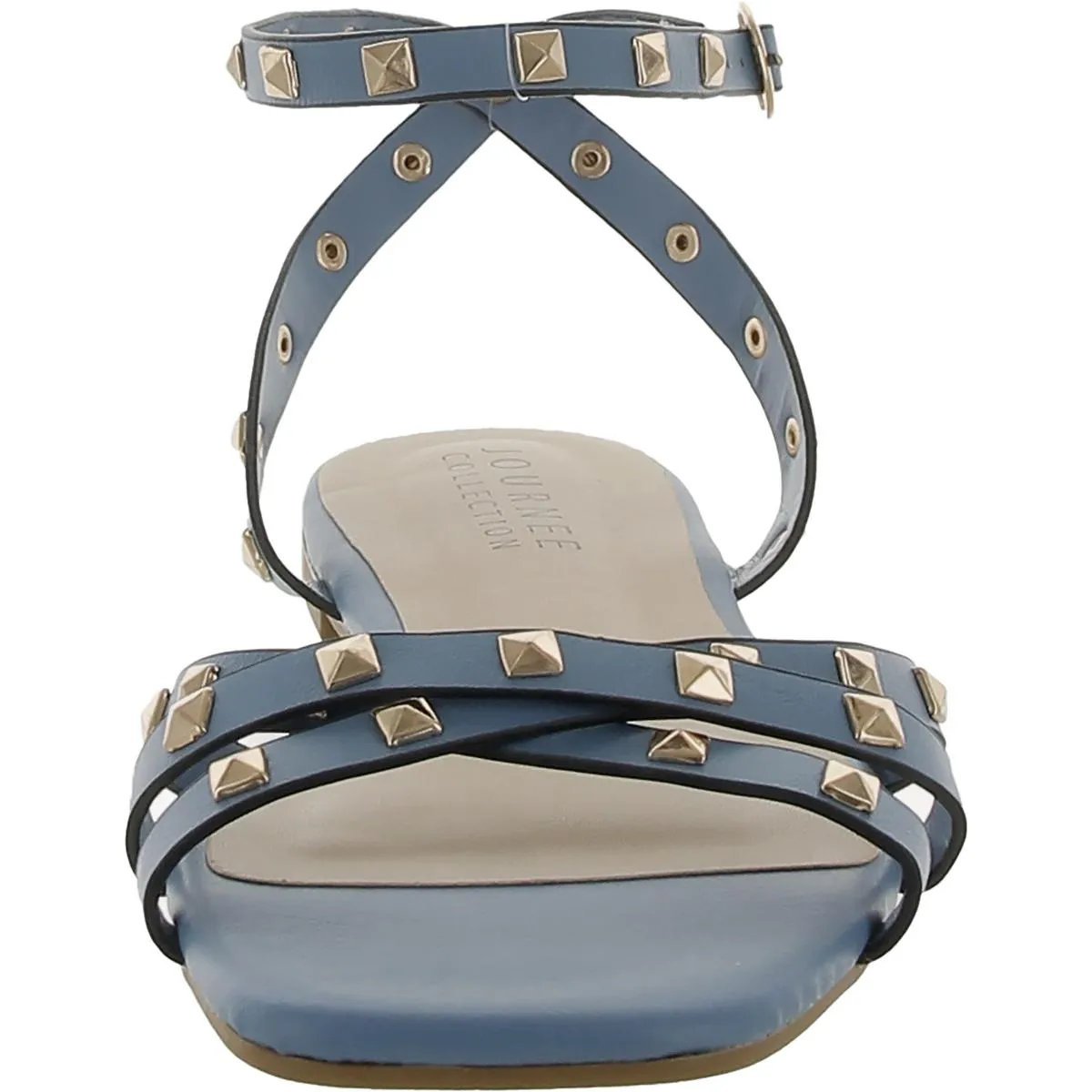 Womens Faux Leather Cushioned Footbed Ankle Strap