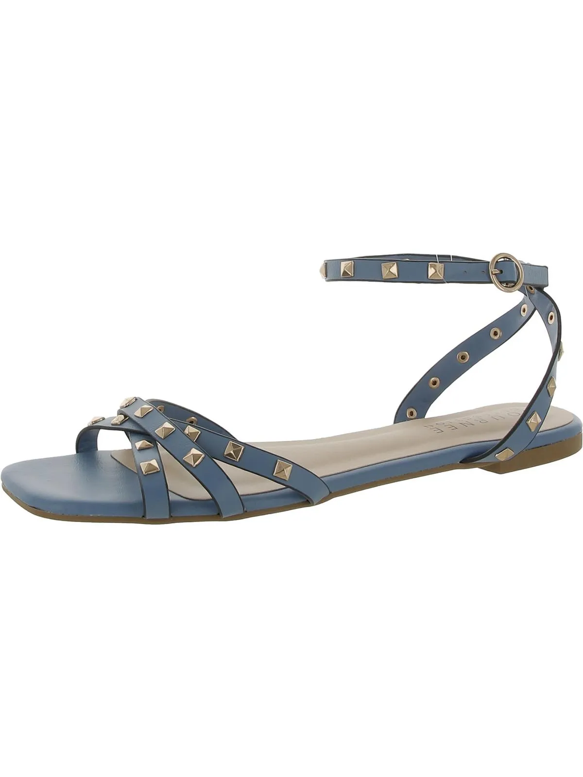 Womens Faux Leather Cushioned Footbed Ankle Strap