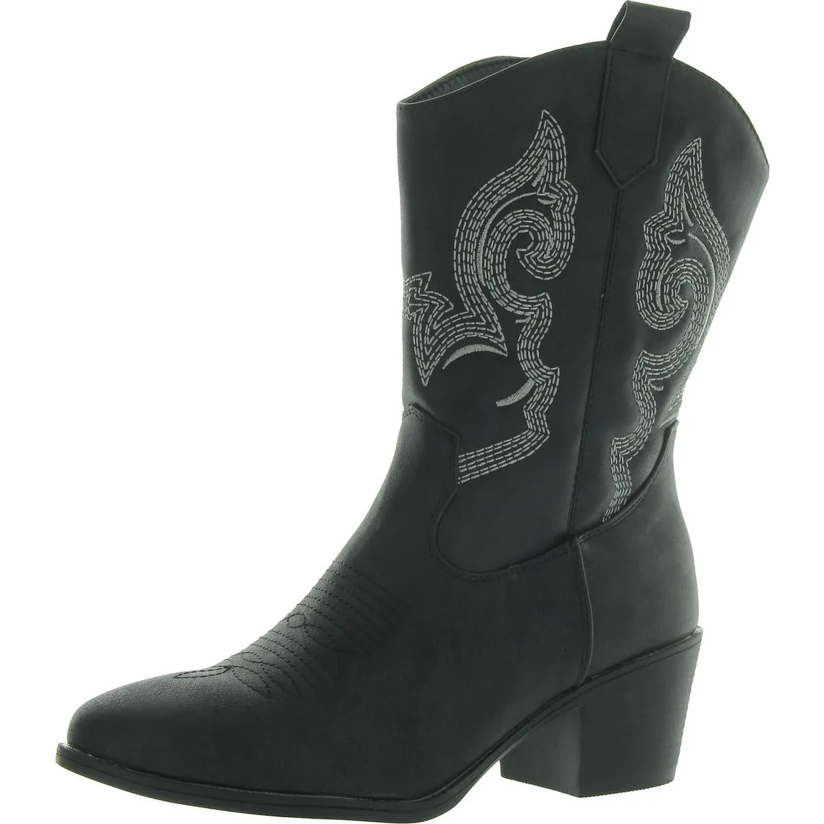 Womens Faux Leather Embroidered Cowboy, Western Boots