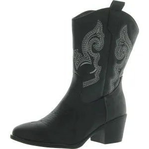 Womens Faux Leather Embroidered Cowboy, Western Boots
