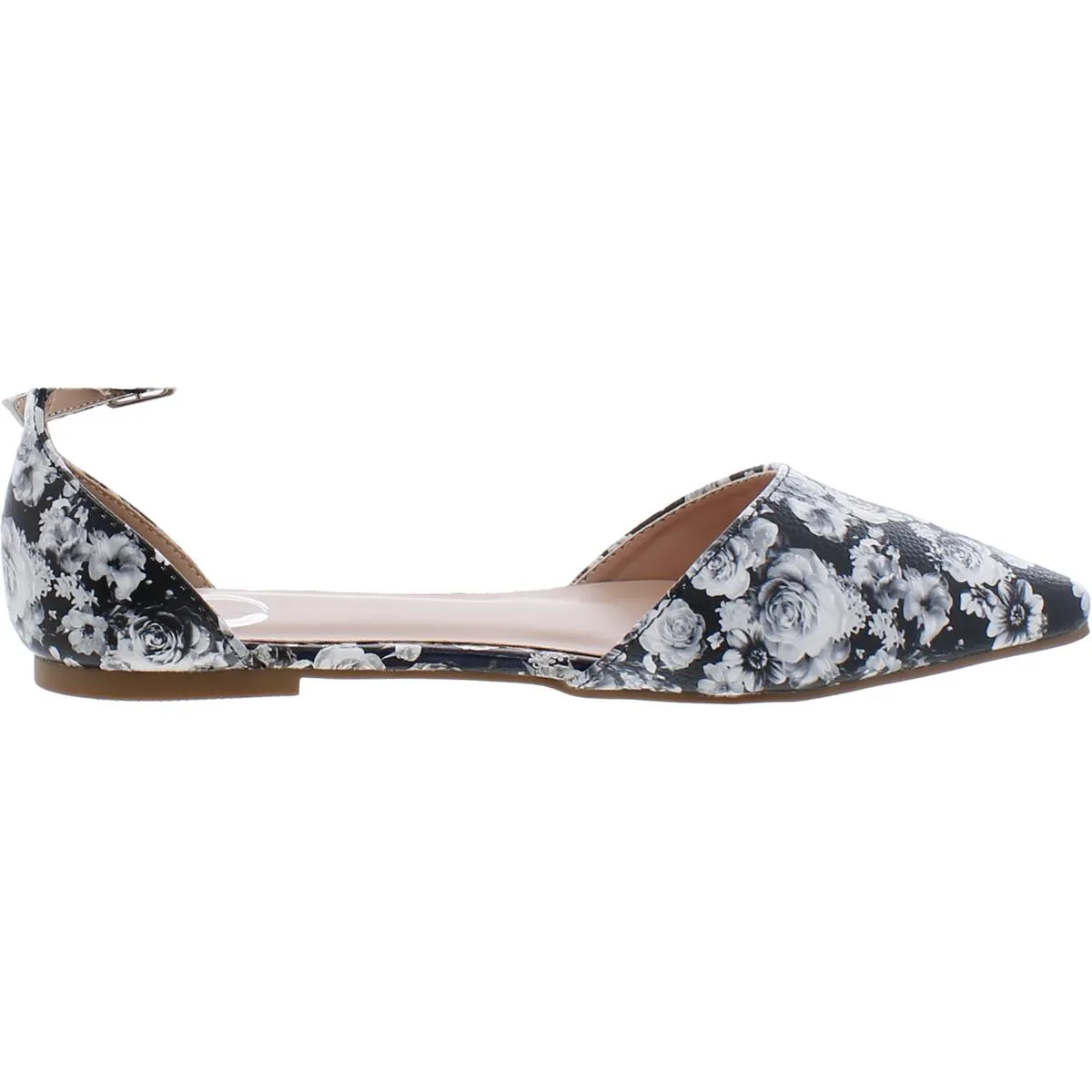 Womens Faux Leather Flats Ankle Strap
