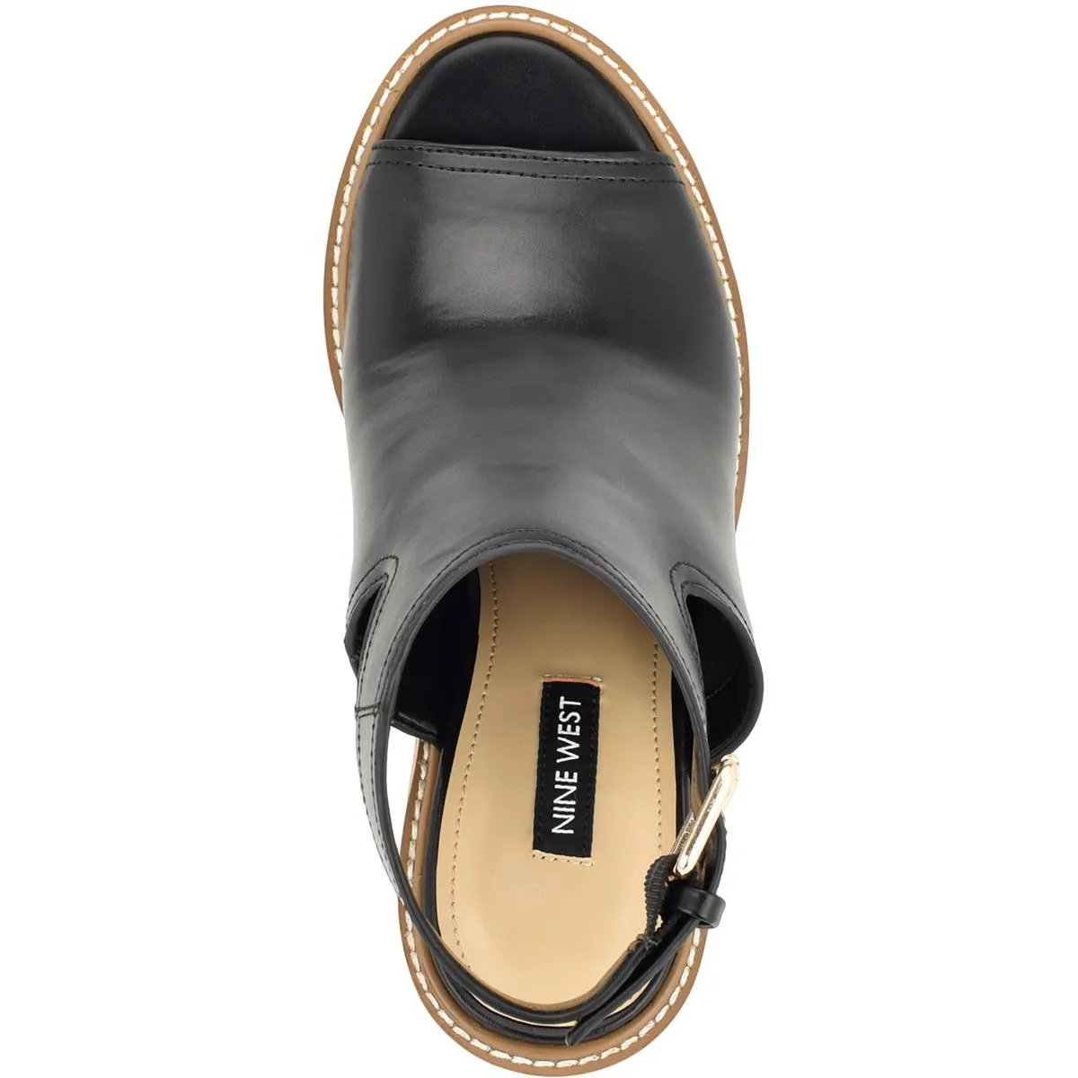 Womens Faux Leather Open Toe Block Heel