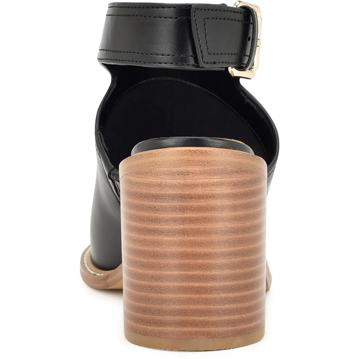 Womens Faux Leather Open Toe Block Heel