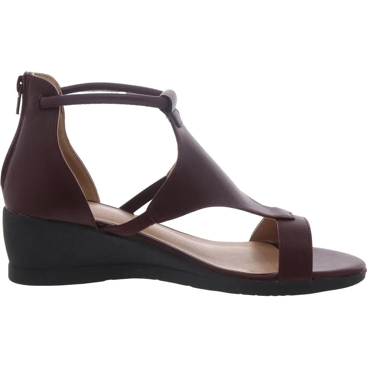Womens Faux Leather Open Toe Wedge Sandals