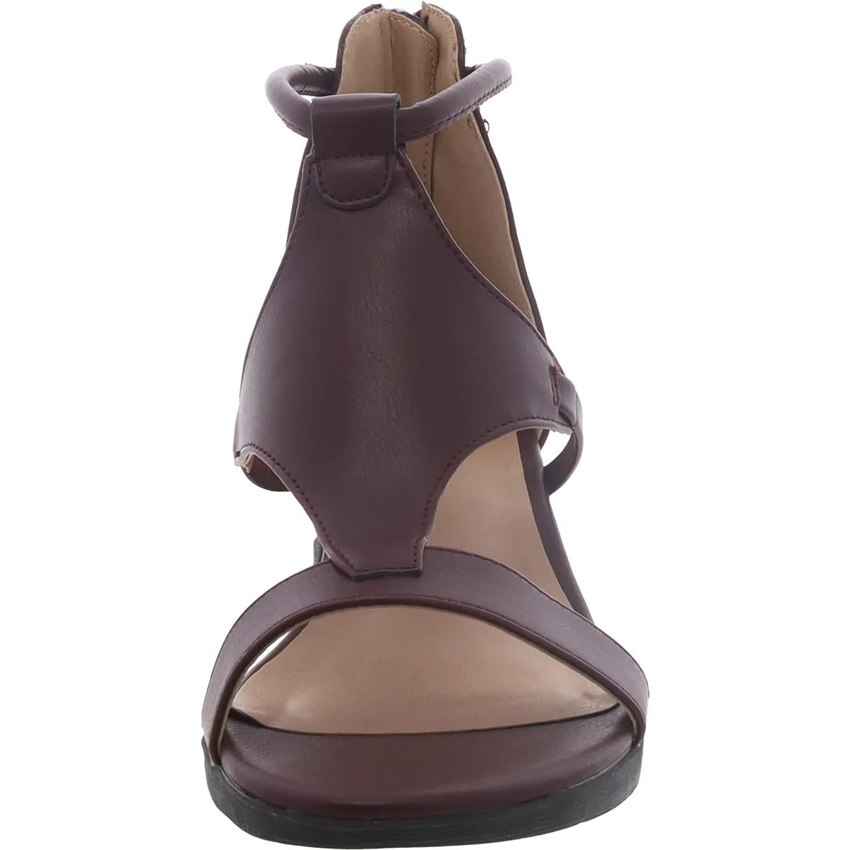 Womens Faux Leather Open Toe Wedge Sandals