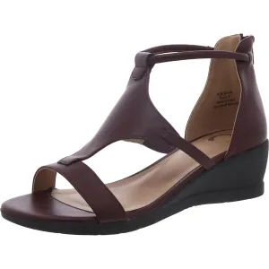 Womens Faux Leather Open Toe Wedge Sandals