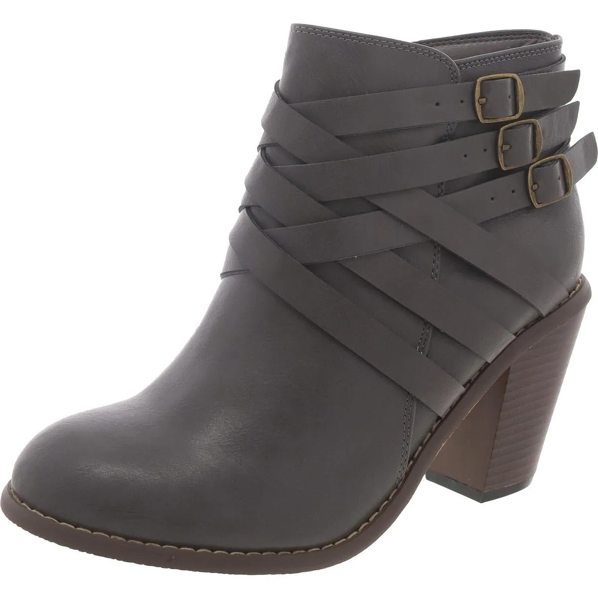 Womens Faux Leather Padded Insole Booties