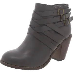 Womens Faux Leather Padded Insole Booties