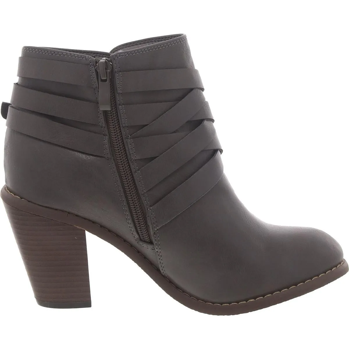 Womens Faux Leather Padded Insole Booties