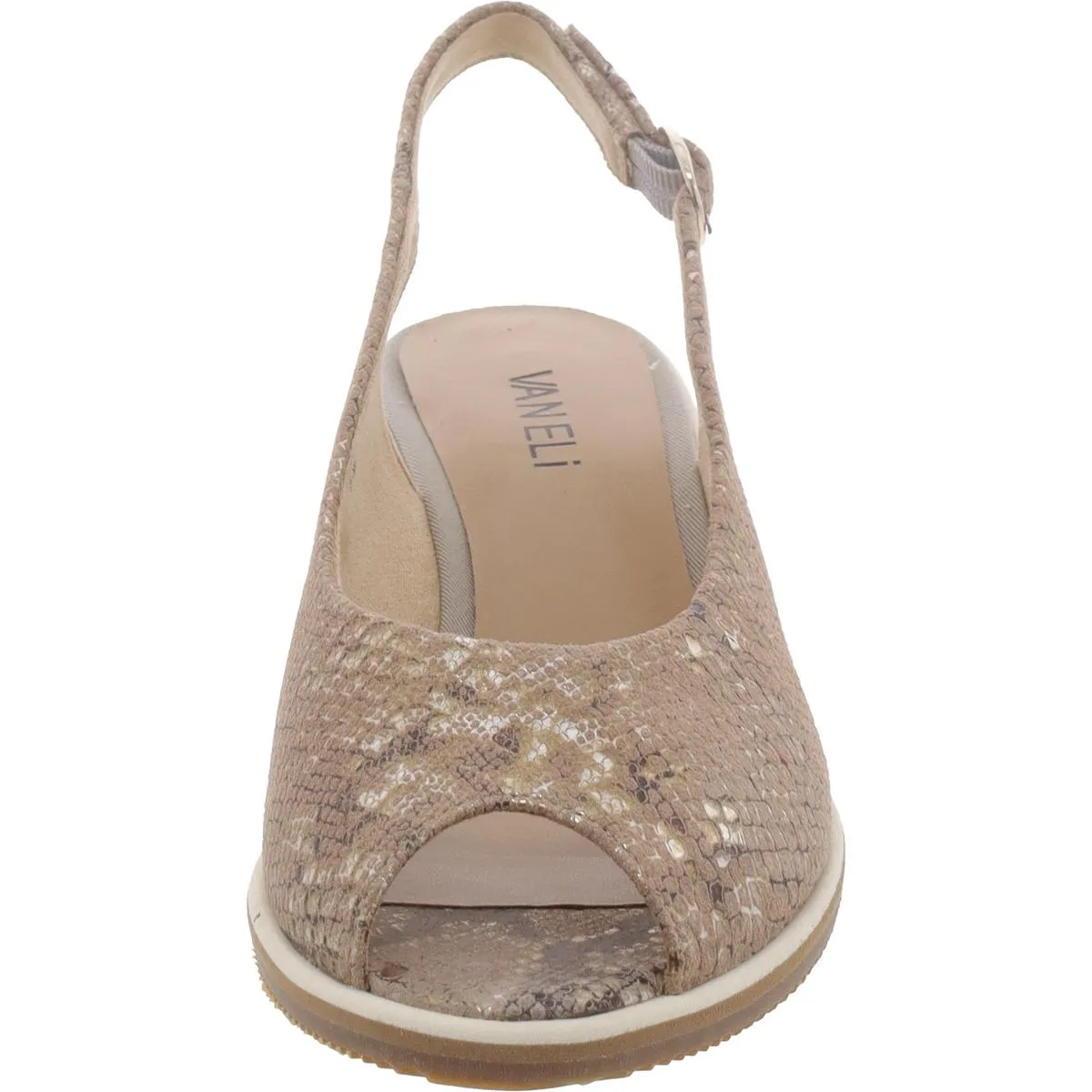 Womens Faux Leather Peep Toe Slingback Sandals