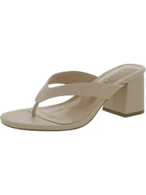 Womens Faux Leather Slip On Block Heel