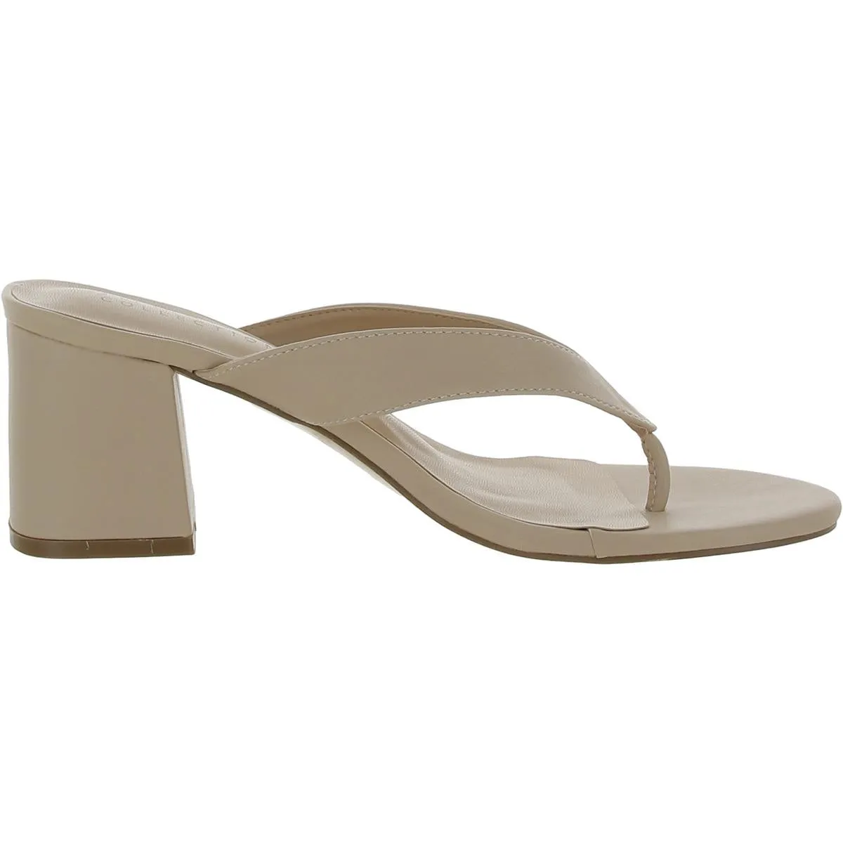 Womens Faux Leather Slip On Block Heel