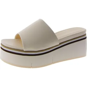 Womens Faux Leather Slip On Platform Sandals