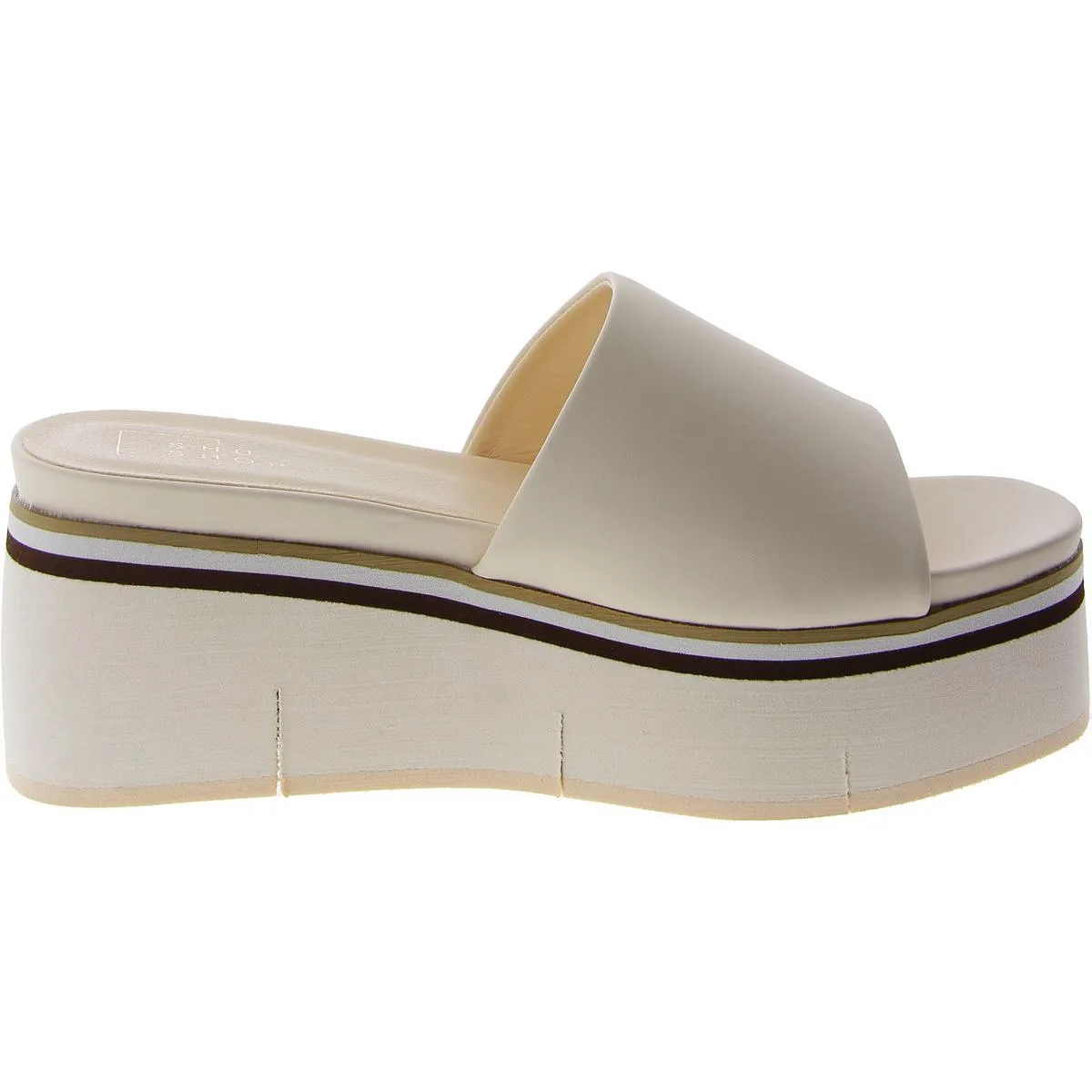 Womens Faux Leather Slip On Platform Sandals