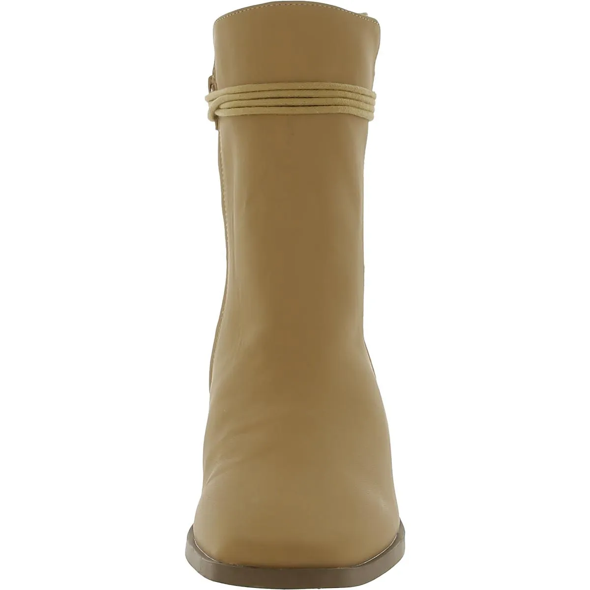 Womens Faux Leather Square Toe Ankle Boots