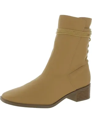 Womens Faux Leather Square Toe Ankle Boots