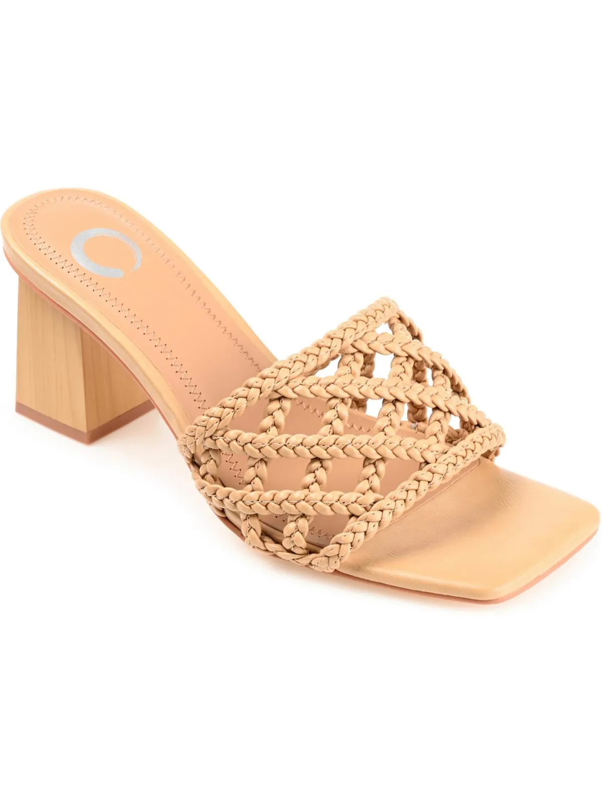 Womens Faux Leather Square Toe Block Heel