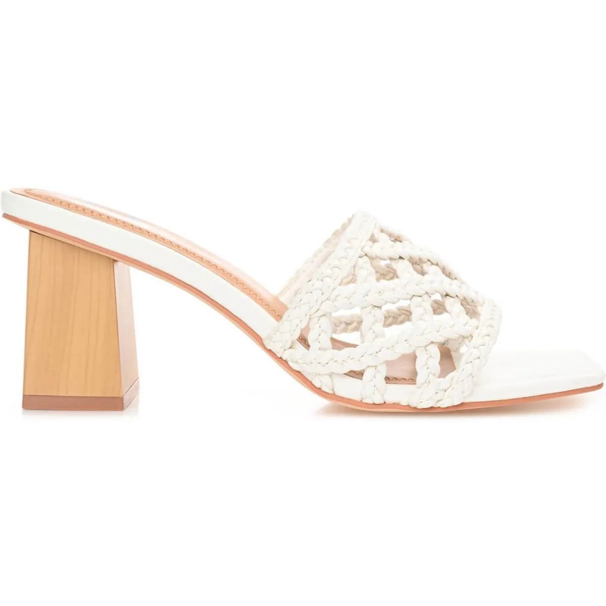 Womens Faux Leather Square Toe Block Heel