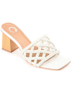 Womens Faux Leather Square Toe Block Heel